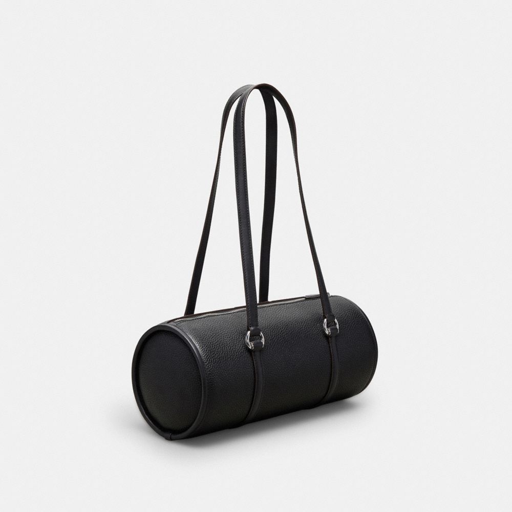 COACH®,Barrel Bag,Medium,Black,Angle View