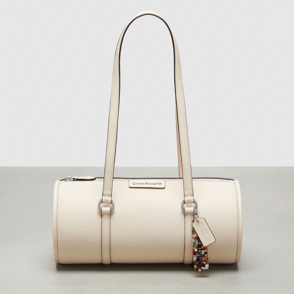 COACH®,Barrel Bag In Pebbled Coachtopia Leather,Medium,Cloud,Front View