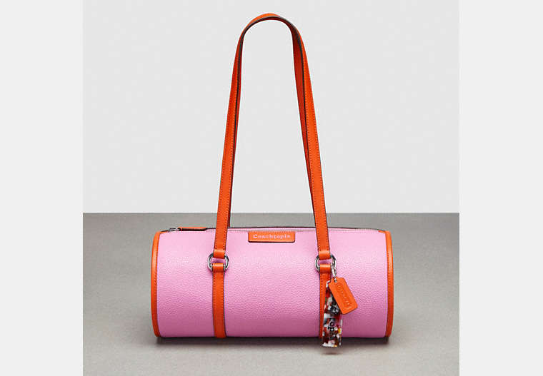 COACH®,Barrel Bag,Medium,Bright Magenta/Sun Orange,Front View image number 0