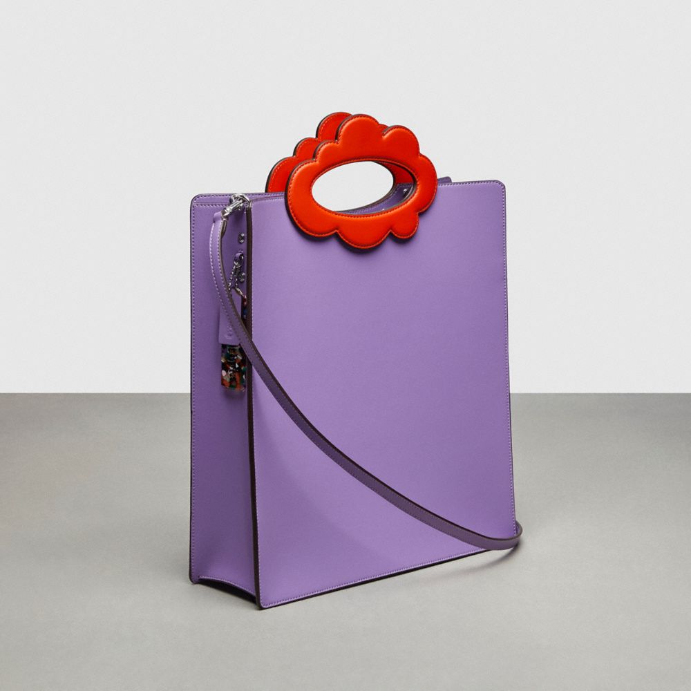 COACH®,Cabas à poignée cloud,Cuir Coachtopia,Iris/Orange soleil,Angle View