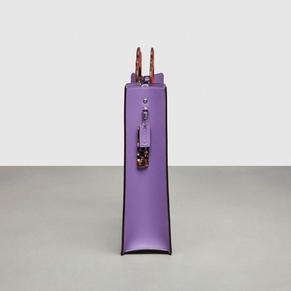 COACH®,Cabas à poignée cloud,Cuir Coachtopia,Iris/Orange soleil,Group View