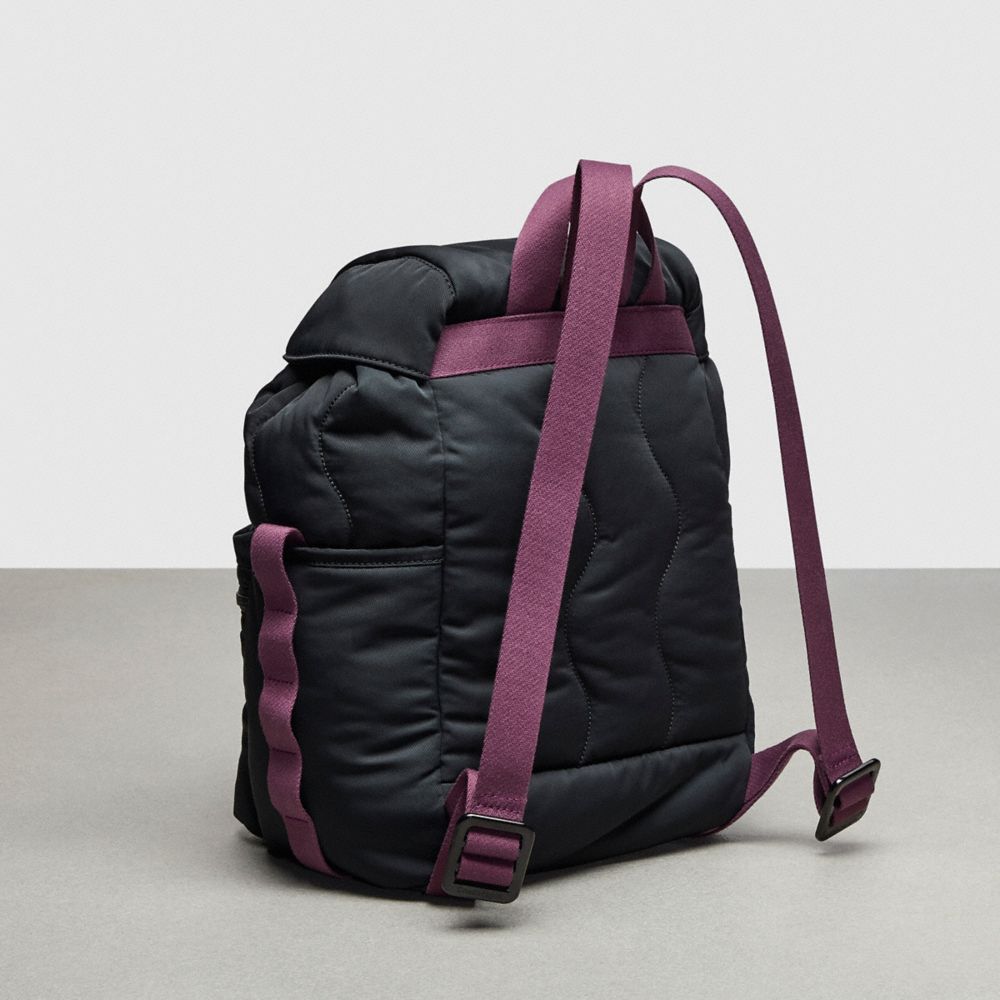 COACH®,Coachtopia Loop Mini Backpack,Recycled Polyester,Medium,Coachtopia Loop,Black,Angle View