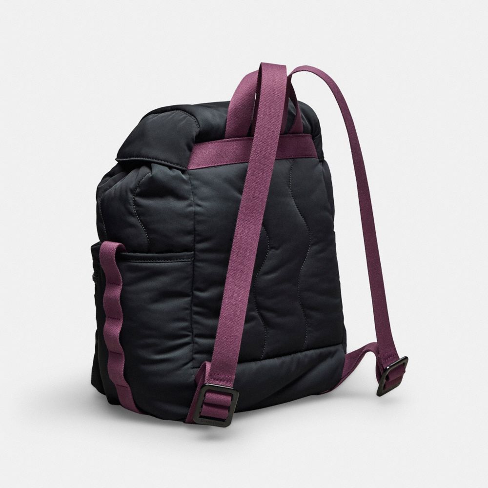 COACH®,Coachtopia Loop Mini Backpack,Recycled Polyester,Medium,Coachtopia Loop,Black,Angle View