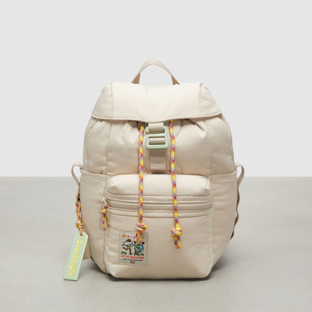 COACH®,Coachtopia Loop Mini Backpack,Recycled Polyester,Medium,Coachtopia Loop,Cloud,Front View