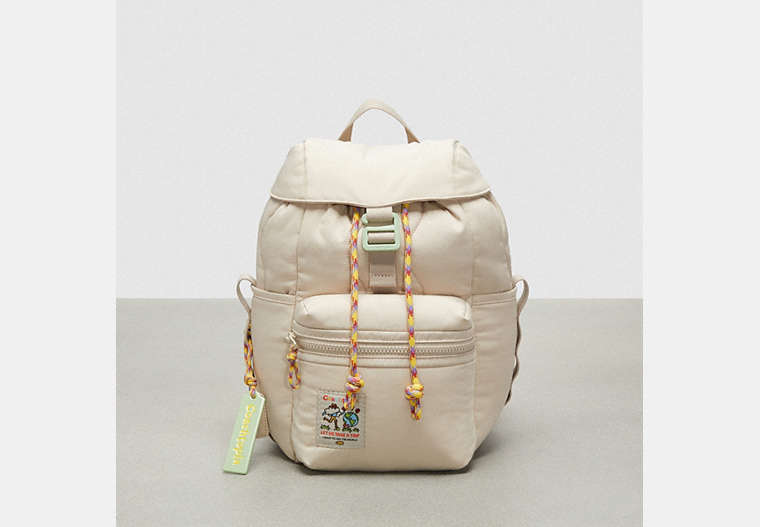 COACH®,Coachtopia Loop Mini Backpack,Recycled Polyester,Large,Coachtopia Loop,Cloud,Front View