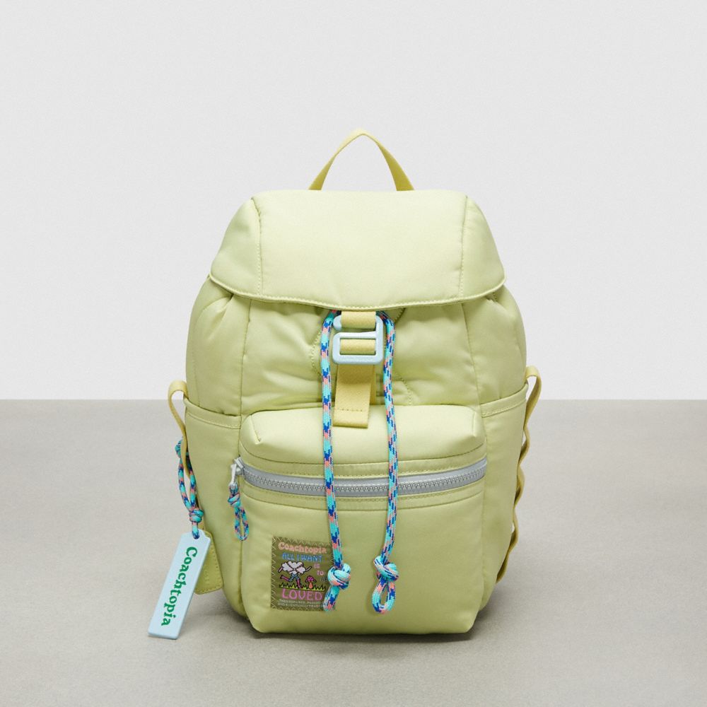 COACH®,Coachtopia Loop Mini Backpack,Recycled Polyester,Large,Coachtopia Loop,Pale Lime,Front View