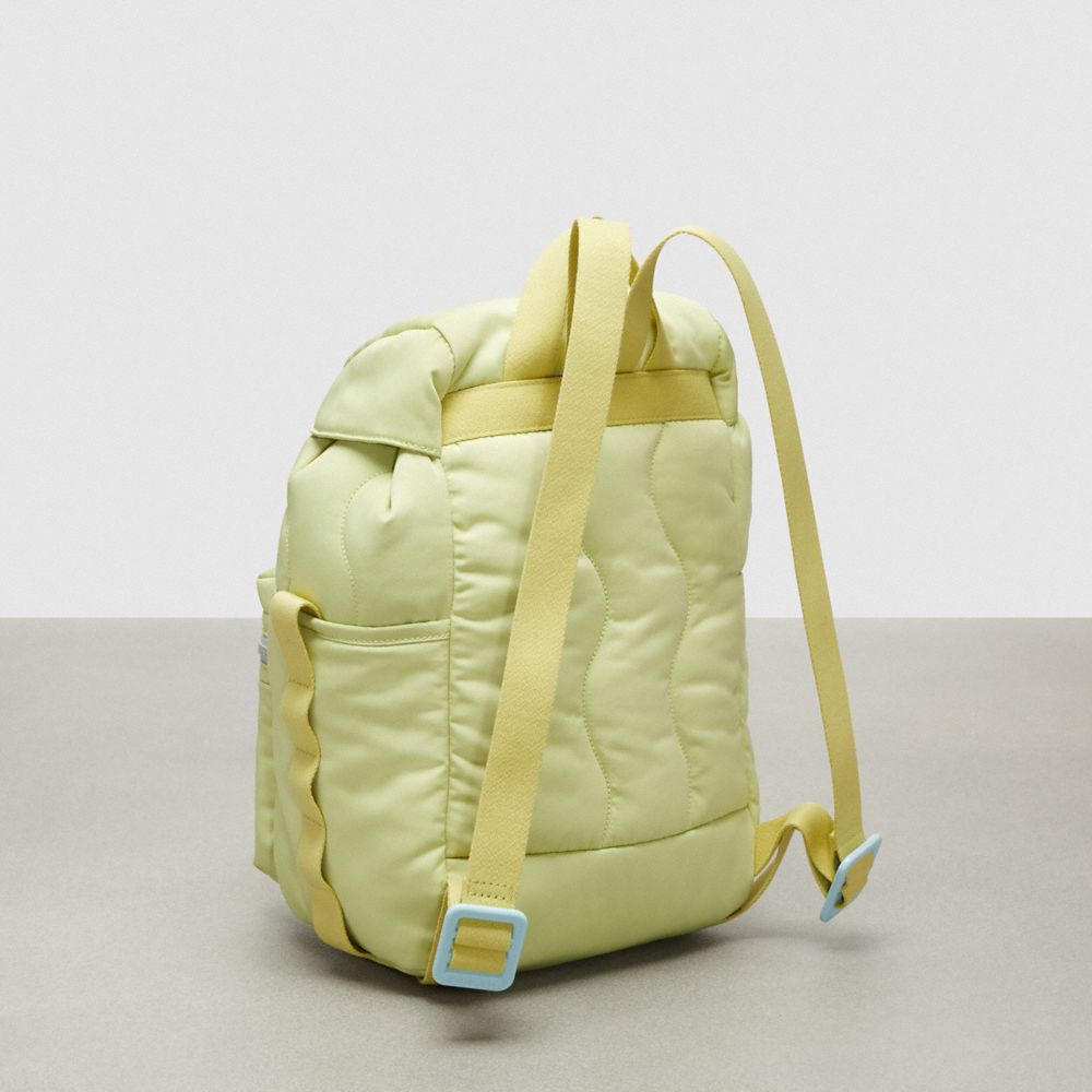 COACH®,Coachtopia Loop Mini Backpack,Recycled Polyester,Large,Coachtopia Loop,Pale Lime,Angle View