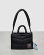 COACH®,Coachtopia Loop Mini Puffy Tote,Recycled Polyester,Medium,Coachtopia Loop,Black,Front View