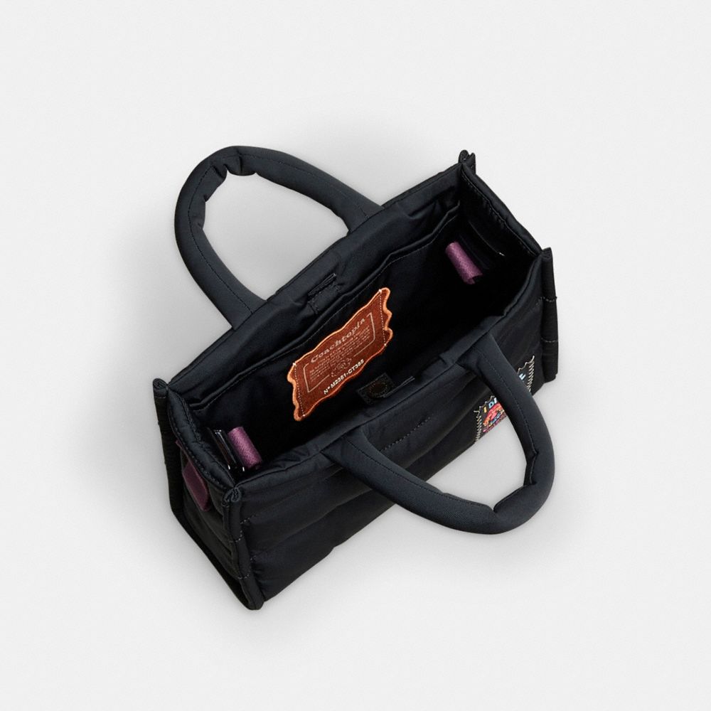 COACH®,Coachtopia Loop Mini Tote,Lining Polyester,Polyester,Tote,Plastic,Applique,Logo,Embossed,Compact,Casual,Black,Inside View,Top View