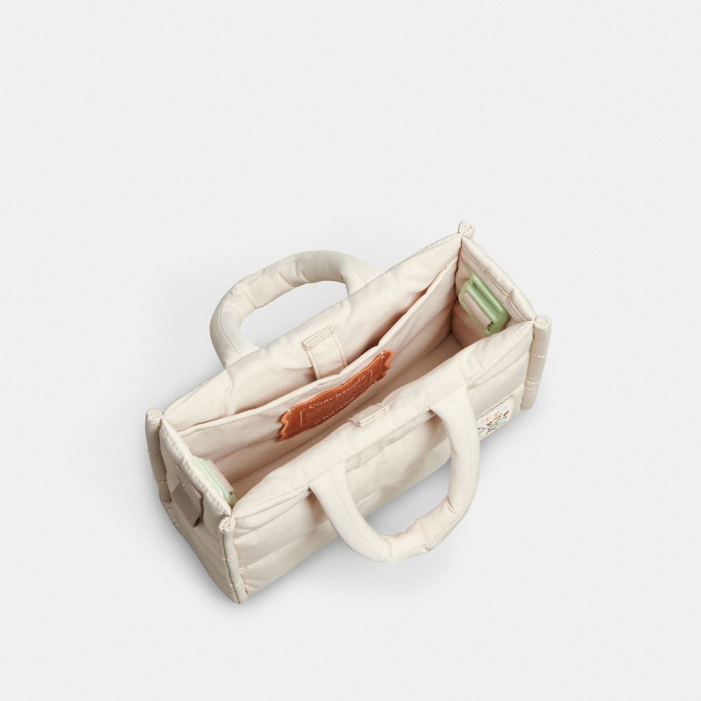 COACH®,Coachtopia Loop Mini Tote,Lining Polyester,Polyester,Tote,Plastic,Embossed,Applique,Logo,Compact,Casual,Cream,Inside View,Top View