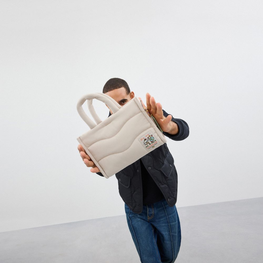 COACH®,Coachtopia Loop Mini Tote,Lining Polyester,Polyester,Tote,Plastic,Embossed,Applique,Logo,Compact,Casual,Cream,Detail View