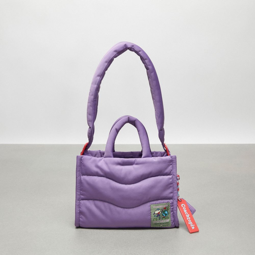 COACH®,Coachtopia Loop Mini Puffy Tote,Recycled Polyester,Medium,Coachtopia Loop,Iris,Front View image number 0