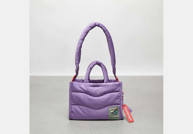 COACH®,Coachtopia Loop Mini Puffy Tote,Recycled Polyester,Medium,Coachtopia Loop,Iris,Front View image number 0