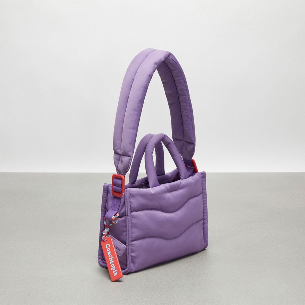 COACH®,Coachtopia Loop Mini Puffy Tote,Recycled Polyester,Medium,Coachtopia Loop,Iris,Angle View