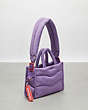 COACH®,Coachtopia Loop Mini Puffy Tote,Recycled Polyester,Medium,Coachtopia Loop,Iris,Angle View