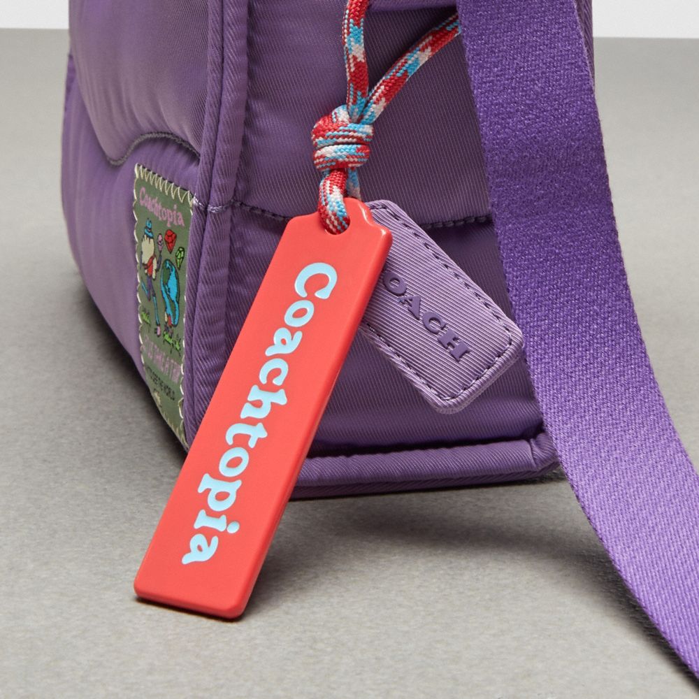 COACH®,Coachtopia Loop Mini Tote,Lining Recycled Polyester,Recycled Polyester,Tote,Plastic,Tag Embellishment,Applique,Comp...,Purple