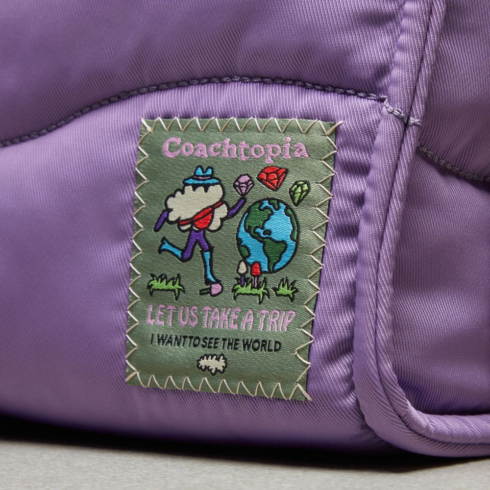 COACH®,Coachtopia Loop Mini Tote,Lining Recycled Polyester,Recycled Polyester,Tote,Plastic,Tag Embellishment,Applique,Comp...,Purple,Closer View