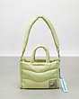 COACH®,Coachtopia Loop Mini Puffy Tote,Recycled Polyester,Medium,Coachtopia Loop,Pale Lime,Front View