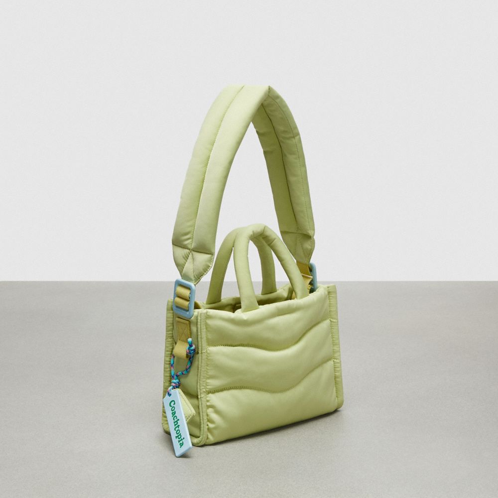 COACH®,Coachtopia Loop Mini Puffy Tote,Recycled Polyester,Medium,Coachtopia Loop,Pale Lime,Angle View