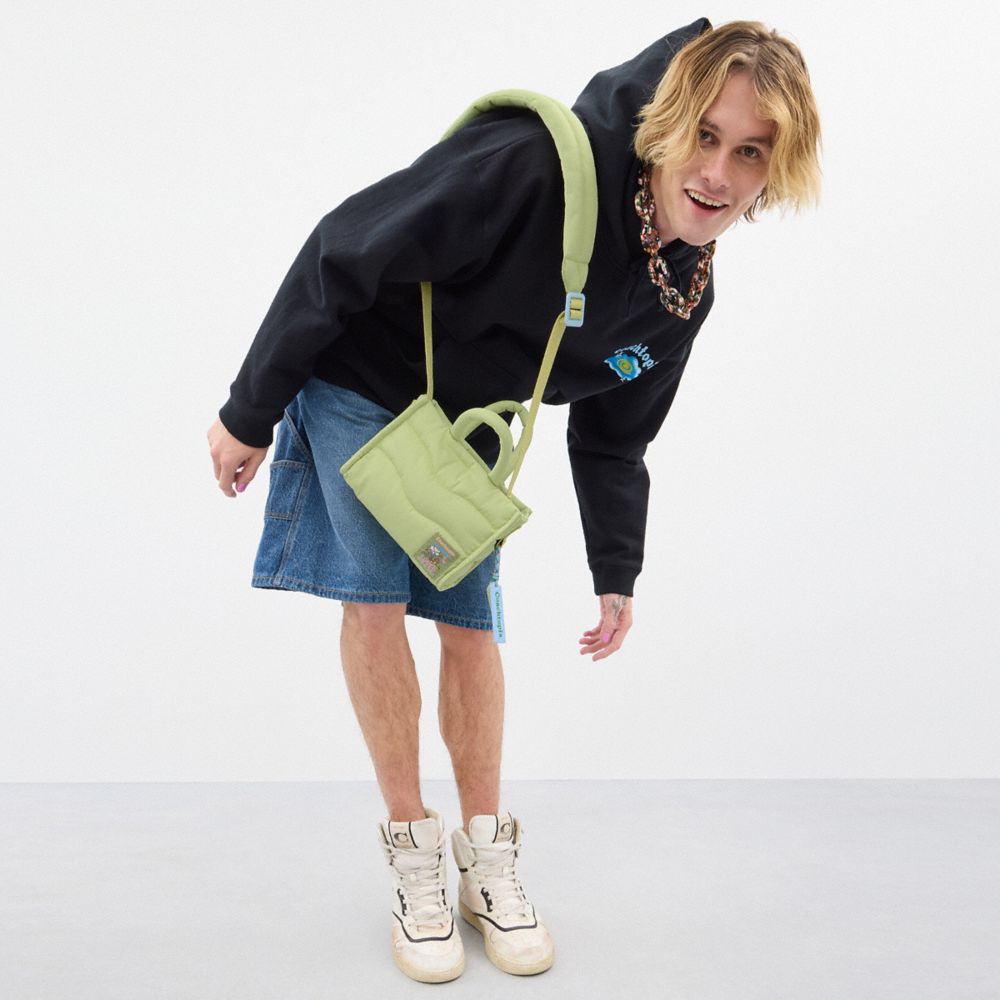 COACH®,Coachtopia Loop Mini Tote,Lining Polyester,Polyester,Tote,Plastic,Applique,Logo,Embossed,Compact,Casual,Green,Detail View