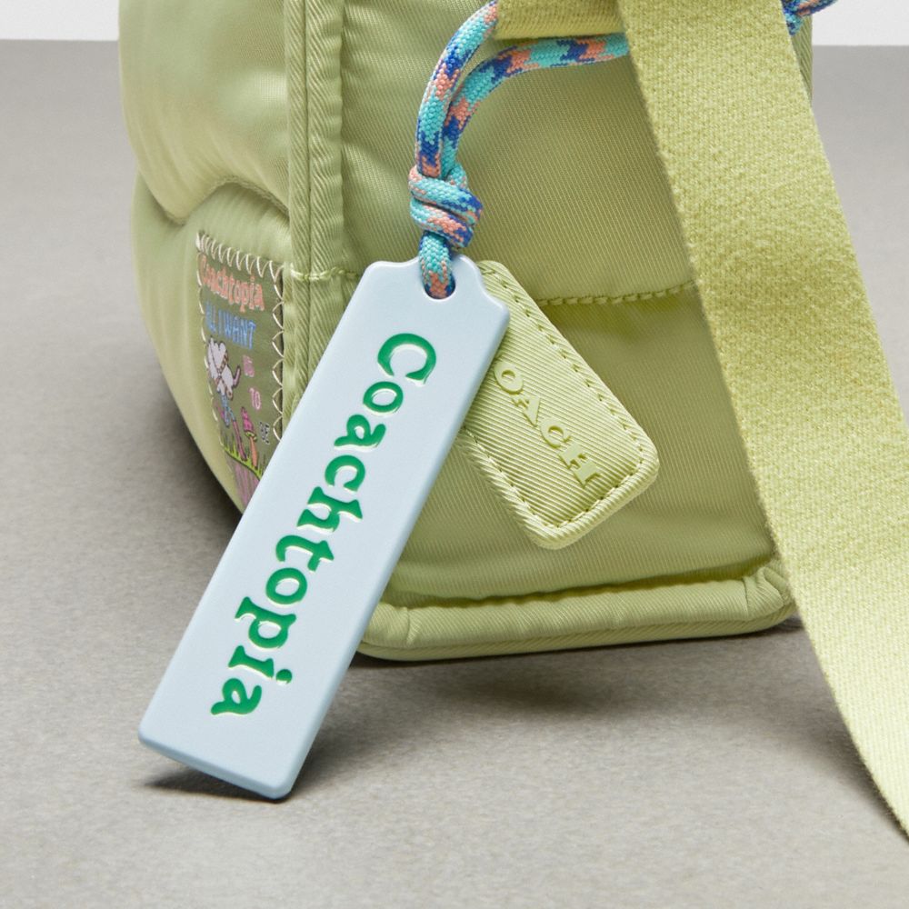 COACH®,Coachtopia Loop Mini Tote,Lining Polyester,Polyester,Tote,Plastic,Applique,Logo,Embossed,Compact,Casual,Green