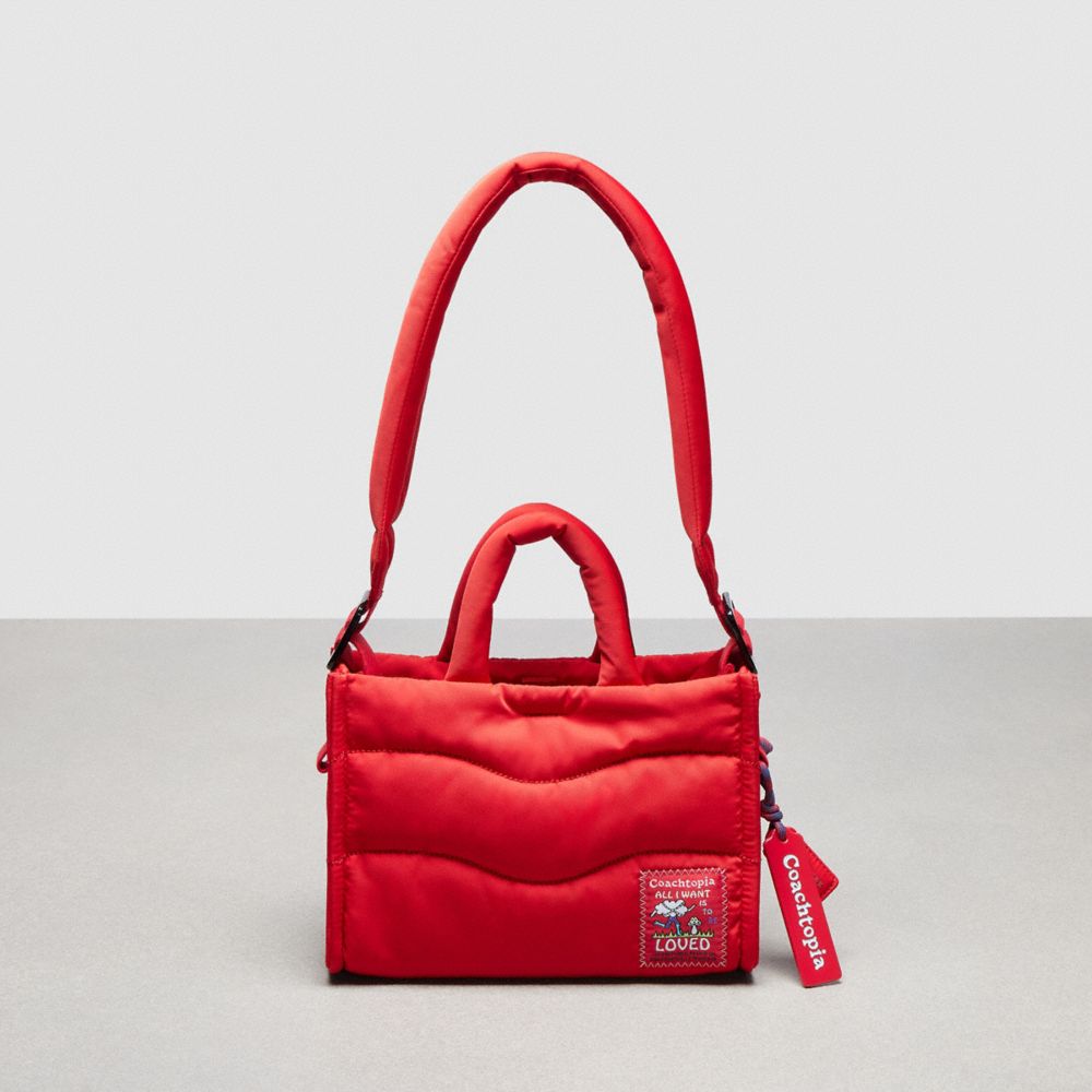 Shop Coach Topia Loop Mini Wavy Tote In Recycled Polyester In Red