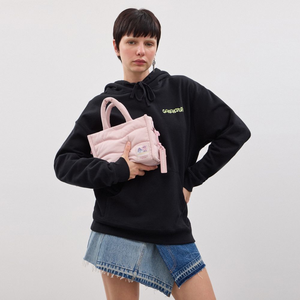 COACH®,Coachtopia Loop Mini Tote,Lining Polyester,Polyester,Tote,Plastic,Applique,Logo,Embossed,Compact,Casual,Pink,Detail View