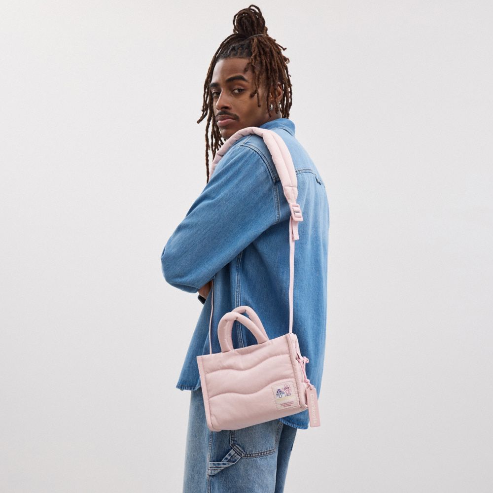 COACH®,Coachtopia Loop Mini Tote,Lining Polyester,Polyester,Tote,Plastic,Applique,Logo,Embossed,Compact,Casual,Pink,Detail View