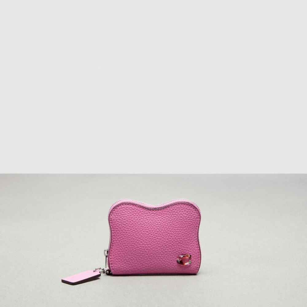 COACH®,Wavy Zip Around Wallet In Coachtopia Leather,Mini,Bright Magenta,Front View