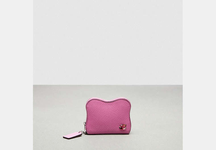 COACH®,Wavy Zip Around Wallet In Coachtopia Leather,Mini,Bright Magenta,Front View image number 0
