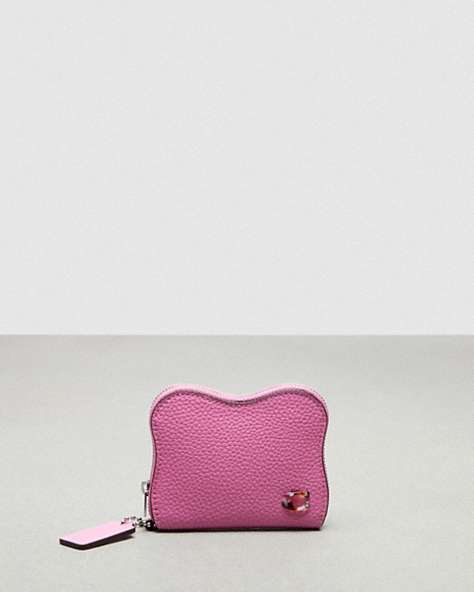 COACH®,Wavy Zip Around Wallet in Coachtopia Leather,Mini,Bright Magenta,Front View