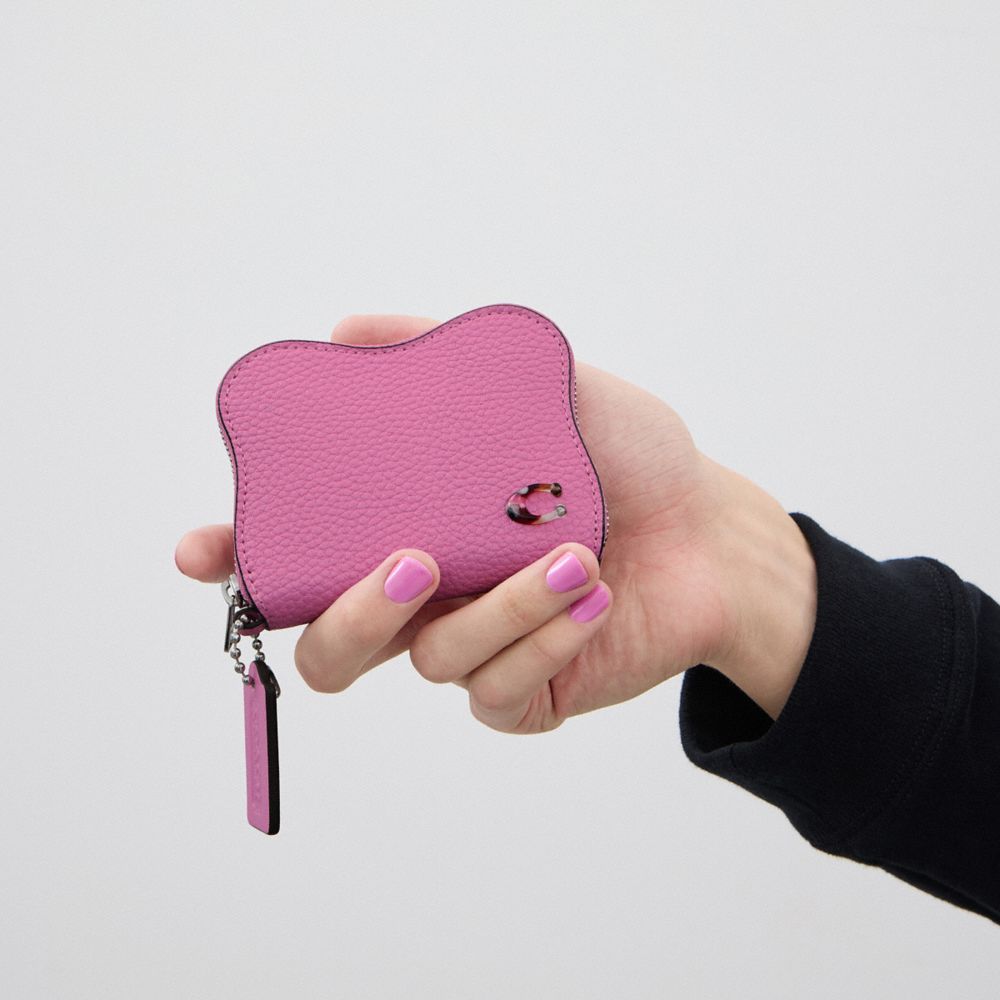 COACH®,Zip Around Wallet In Coachtopia Leather,Leather,Coin,Plastic,Logo,Casual,Pink,Detail View
