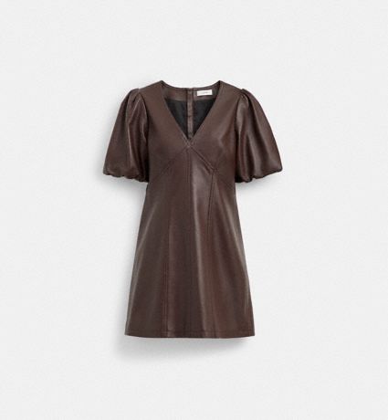 Leather Puff Sleeve Dress