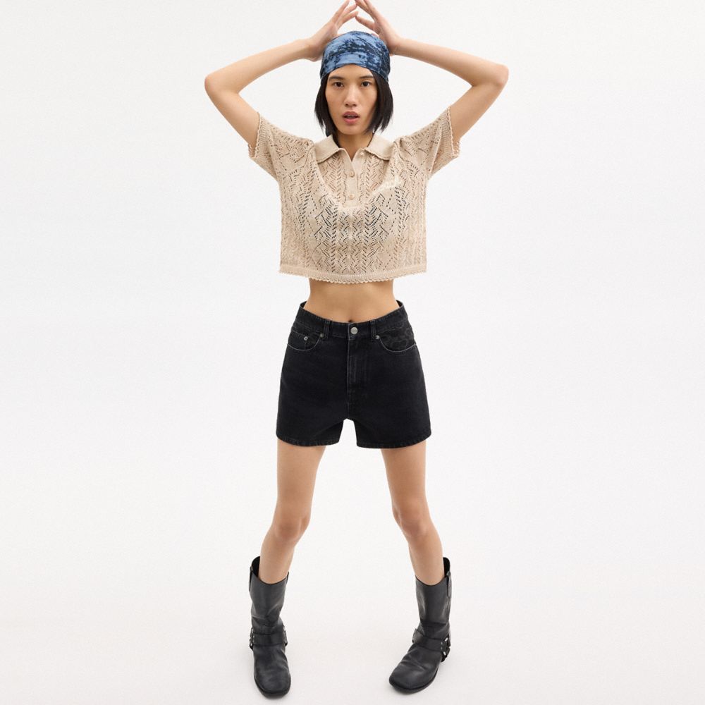COACH クロップド ニット ポロ トップ 公式】COACH – コーチ | クロップド ニット ポロ トップ