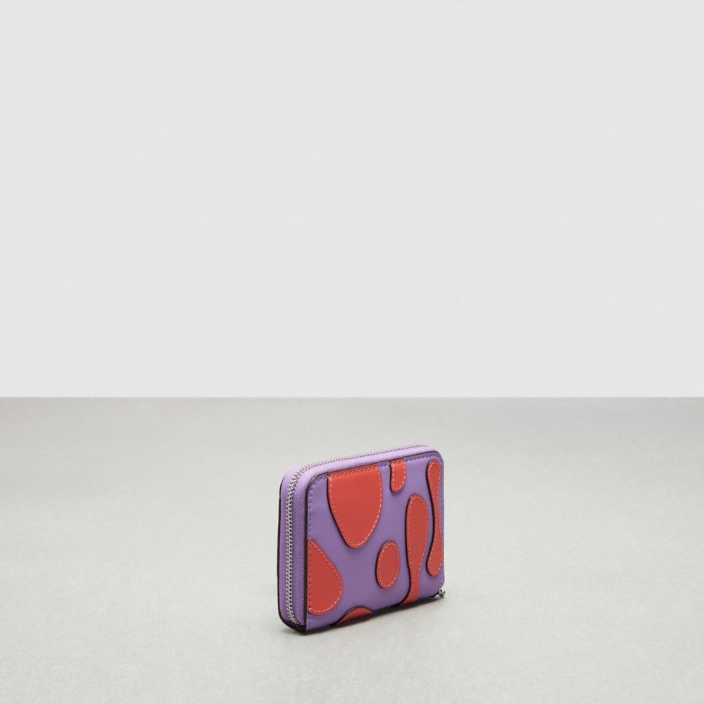 COACH®,Zip Around Wallet In Coachtopia Leather With Lava Appliqué,Leather,Acrylic,Polyester,Coin,Plastic,Logo,Applique,Col...,Purple,Angle View
