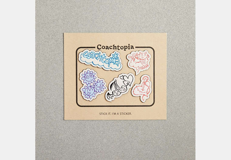 COACH®,Sticker Set: Comic Book Print,Cloud Multi,Front View