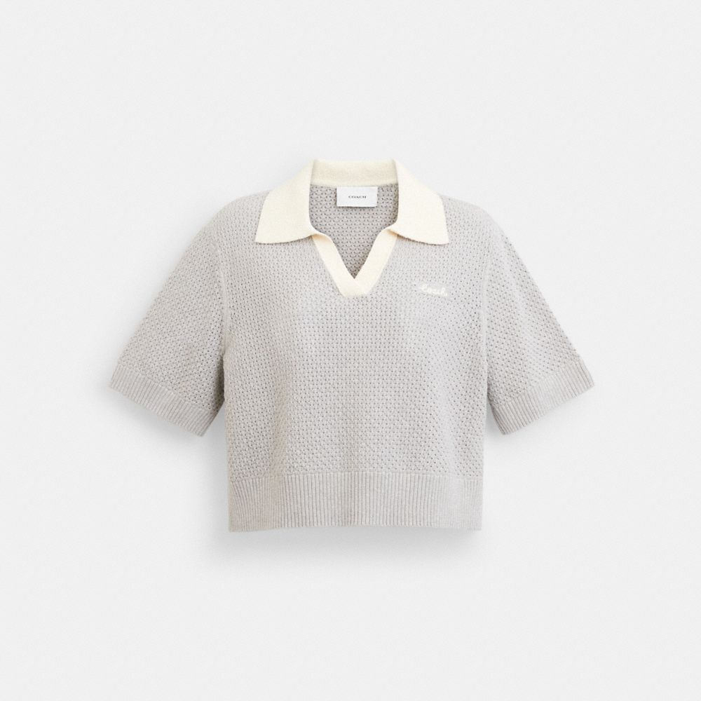 COACH クロップド ニット ポロ トップ 公式】COACH – コーチ | クロップド ニット ポロ トップ