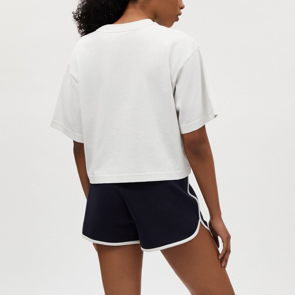 COACH®,CROPPED T-SHIRT WITH SIGNATURE POCKET IN ORGANIC COTTON,Off White,Scale View