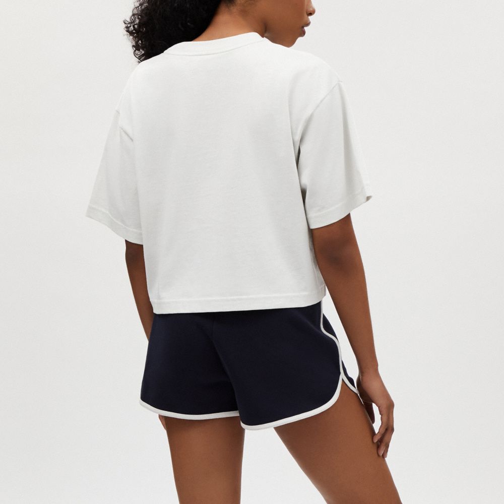 COACH®,T-SHIRT COURT AVEC POCHE EXCLUSIVE EN COTON BIOLOGIQUE,Autre,Blanc cassé,Scale View