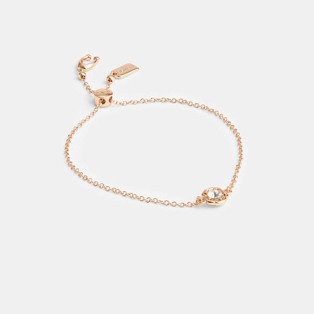 Shop Coach Halo Tea Rose Slider Bracelet In Rose Gold