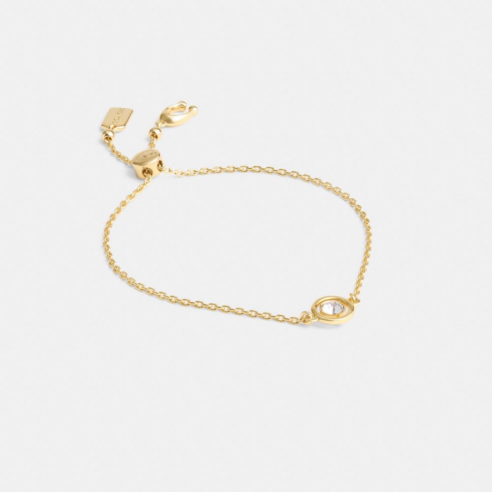 COACH®,HALO ROUND SLIDER BRACELET,Brass,Gold,Front View