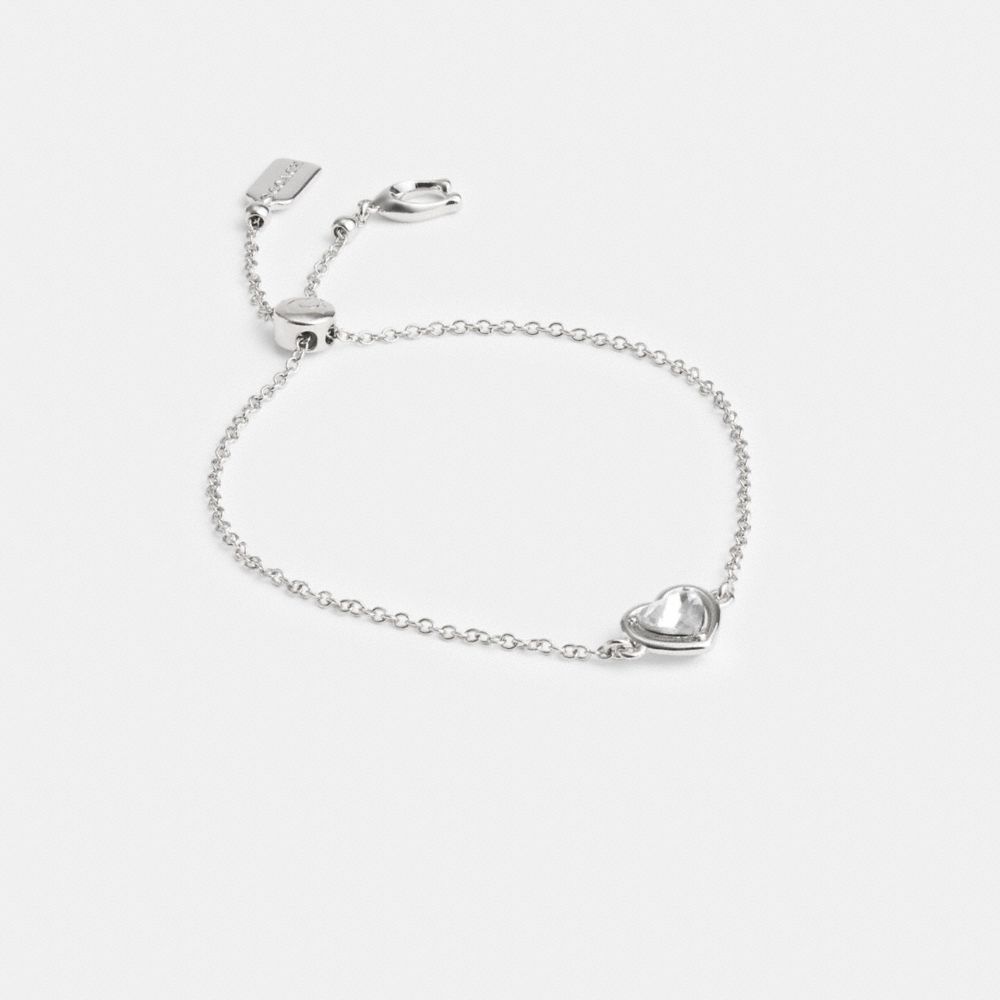 COACH®,HALO HEART SLIDER BRACELET,Brass,Silver,Front View