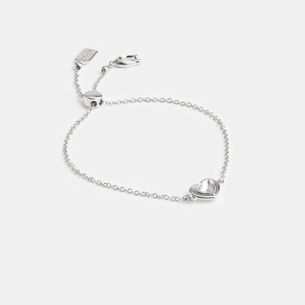 Shop Coach Halo Heart Slider Bracelet In Silver