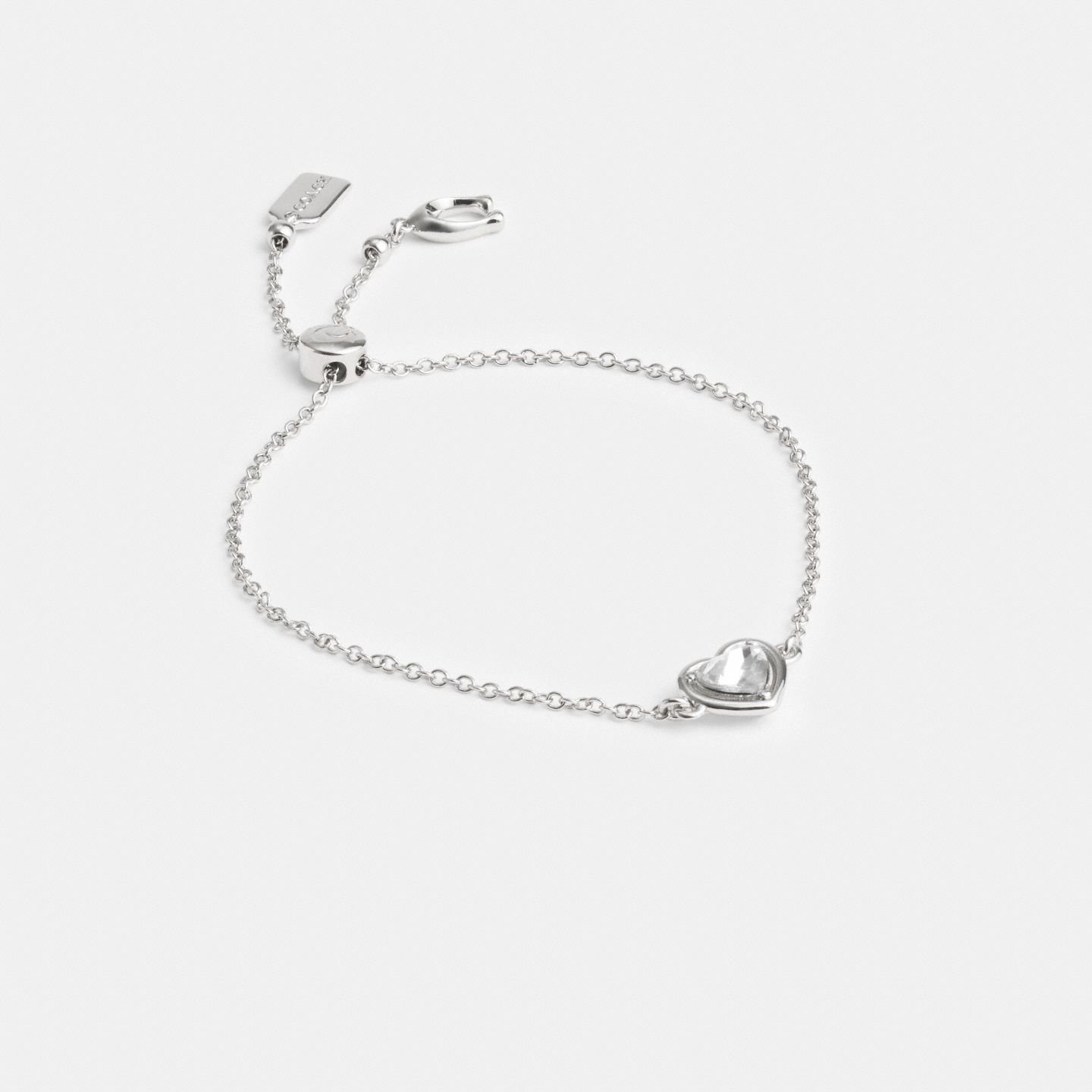 Браслет Coach Halo Heart Slider с сердцем, цвет: Серебряный — фото 1