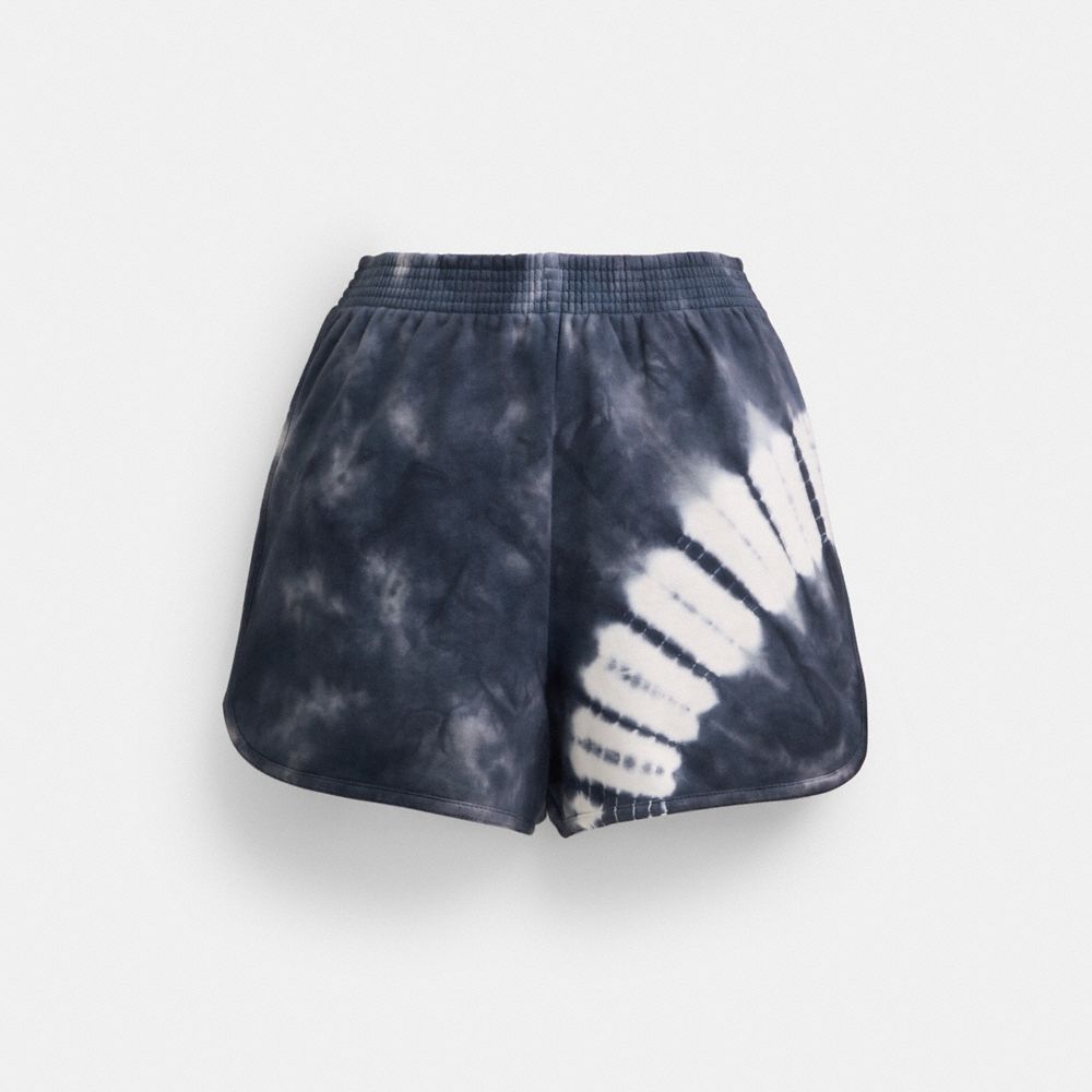 COACH®,TIE-DYE RETRO SHORTS IN ORGANIC COTTON,Navy Multi,Front View