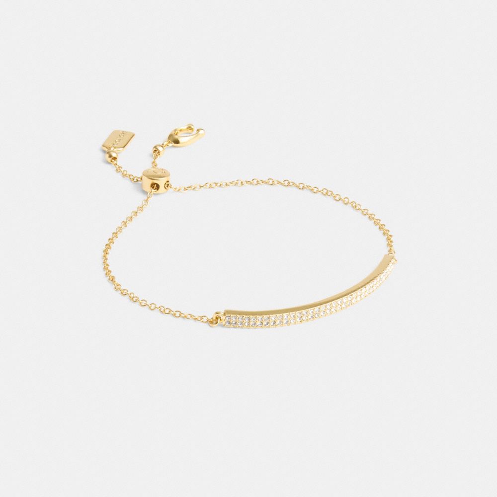 COACH®,PAVÉ BAR SLIDER BRACELET,Brass,Gold,Front View