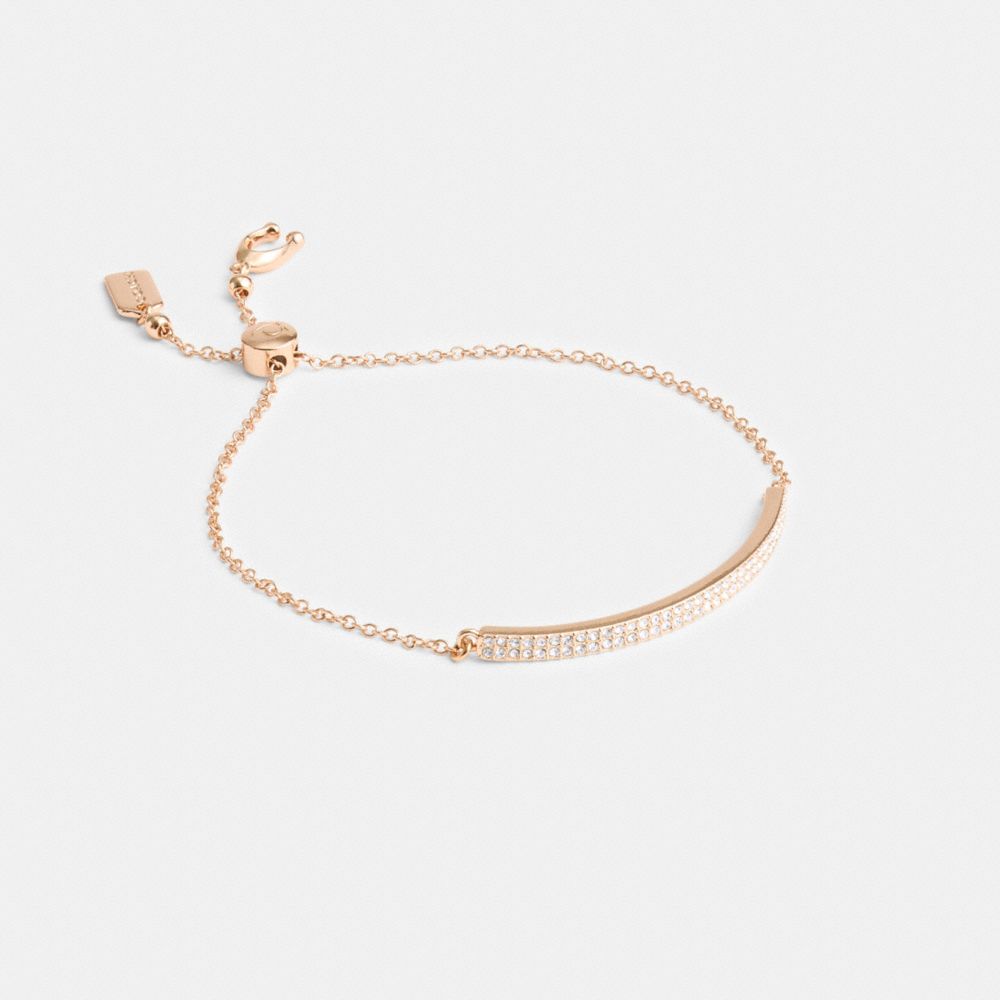 COACH®,PAVÉ BAR SLIDER BRACELET,Brass,Rose Gold,Front View