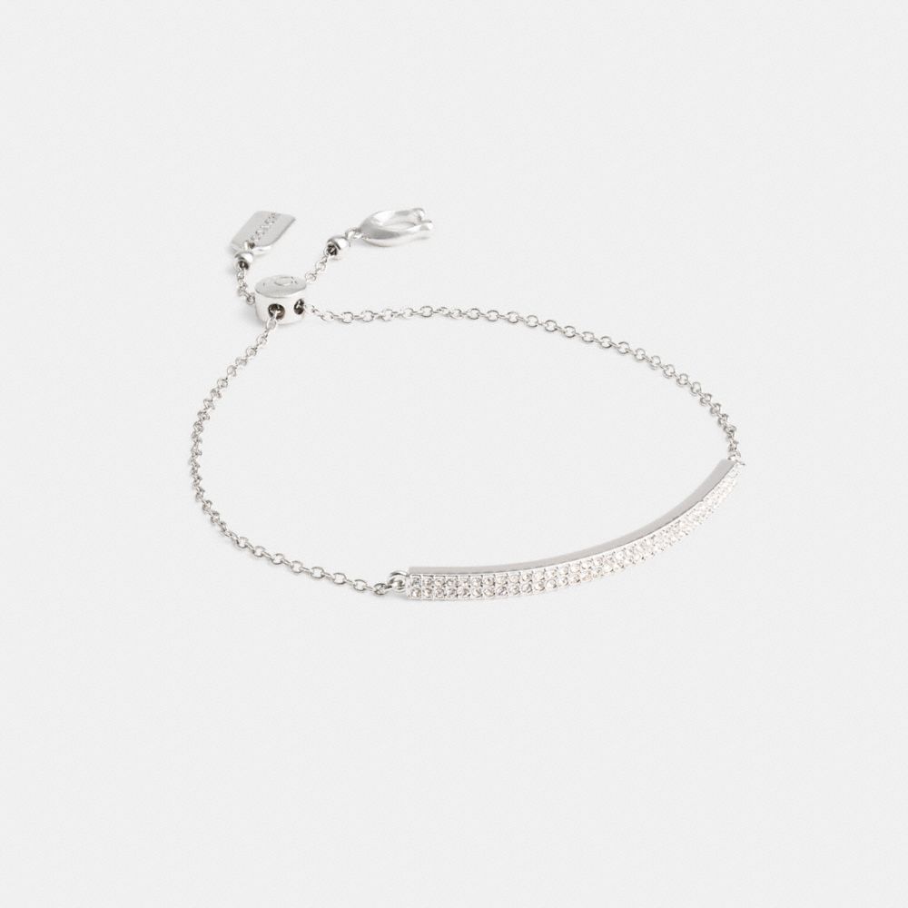 COACH®,PAVÉ BAR SLIDER BRACELET,Brass,Silver,Front View