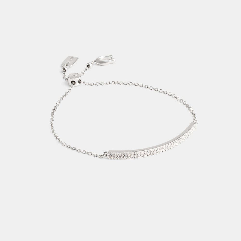 Shop Coach Pavé Bar Slider Bracelet In Silver