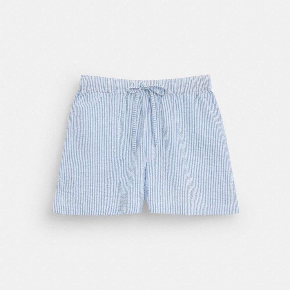 COACH®,STRIPED SEERSUCKER SHORTS,Blue Multi,Front View